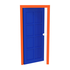 Blue door with an orange frame 3d icon