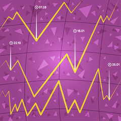 Vector background with growth charts in cartoon comic style.