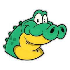 Cartoon illustration of Saltwater Crocodile head with smiley faces. Best for sticker, logo, and mascot with wildlife themes