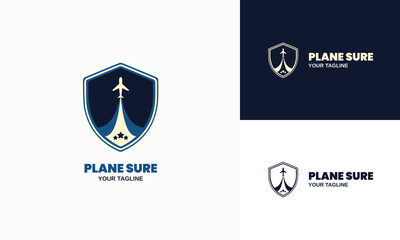 Plane and shield business logo design, Plane sure