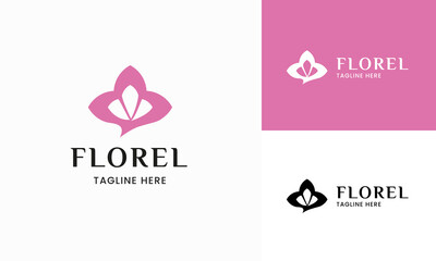 Modern minimalist flower logo for beauty company Florel 