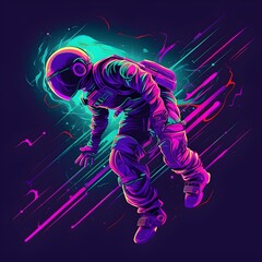 "Neon Odyssey: An Astronaut's Futuristic Journey in the Metaverse" / Generative AI Artwork