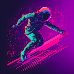 "Neon Explorer: An Astronaut's Futuristic Adventure in the Metaverse" / AI Generated Artwork