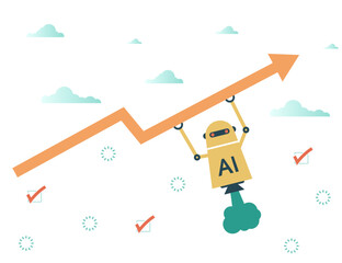 The concept of helping artificial intelligence to business and achieve the goal.