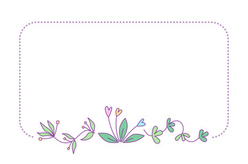 Label template with floral design. Vector isolated color illustration in doodle style.
