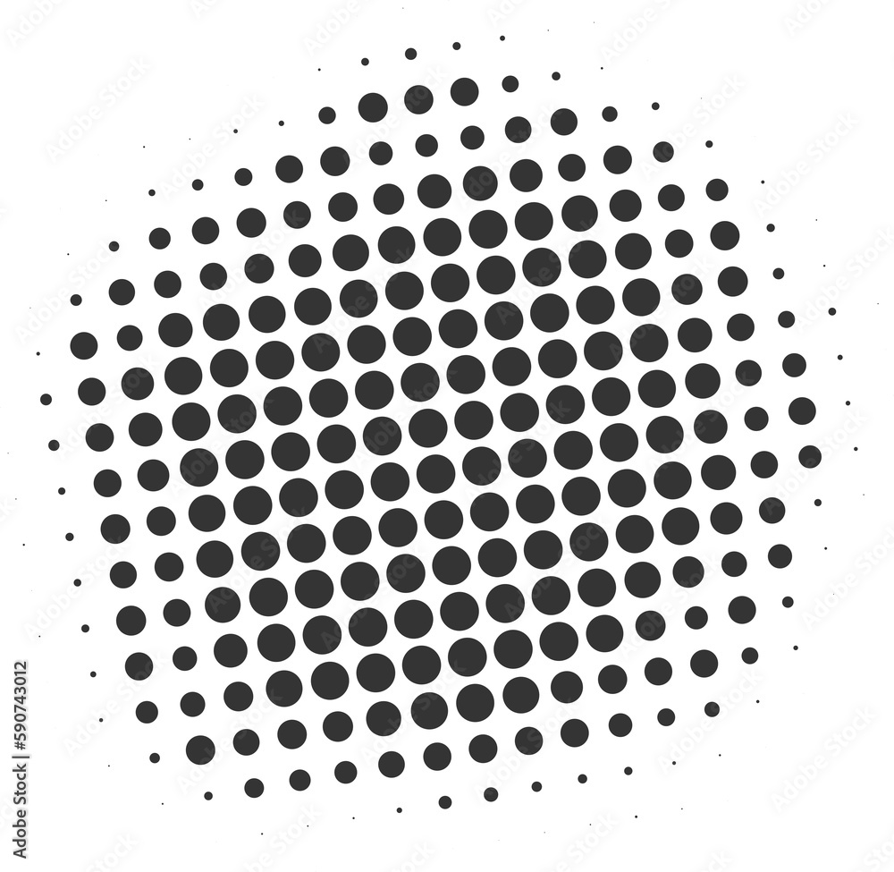 Poster half tone dotted circle. round shape with grunge texture. abstract gradient element