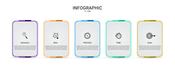 Business info graphic template, 5 steps, modern time line calendar. presentation vectors.