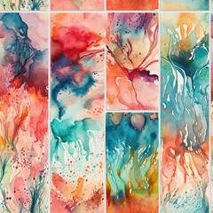 Generative AI a collection of abstract paintings in various shapes and patterns