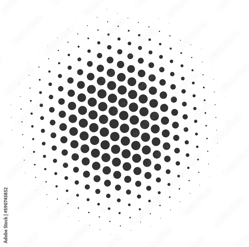 Poster half tone dotted circle. round shape with grunge texture. abstract gradient element