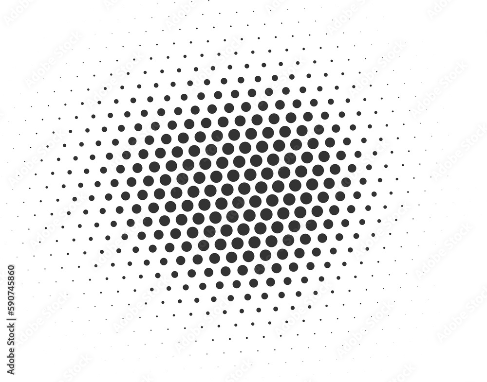 Poster half tone dotted circle. round shape with grunge texture. abstract gradient element