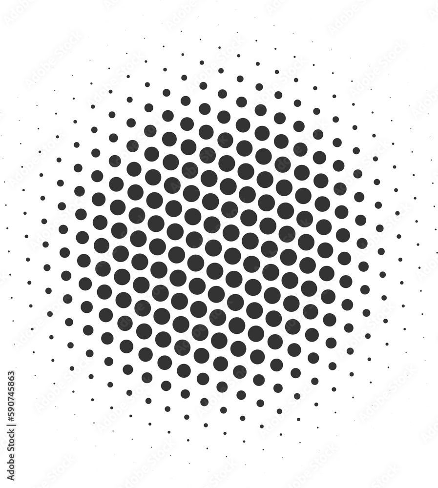Poster half tone dotted circle. round shape with grunge texture. abstract gradient element