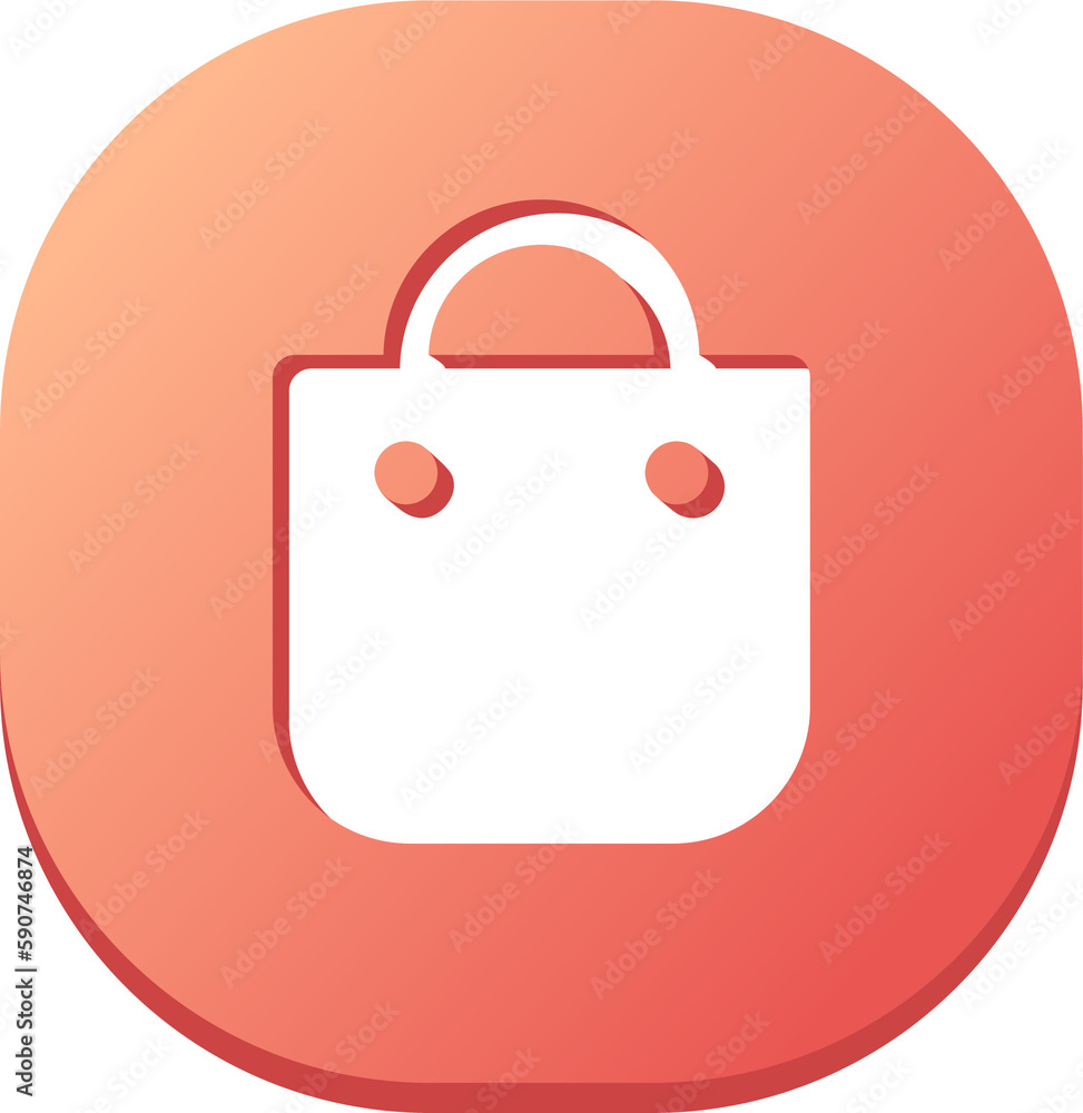 Poster shoping bag icon in flat design style. shop bag sign for web or commerce apps interface.