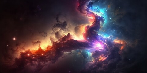 Obraz na płótnie Canvas Abstract outer space endless nebula galaxy background. Generative AI illustration