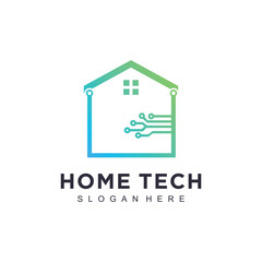 House logo design vector with modern tech concept