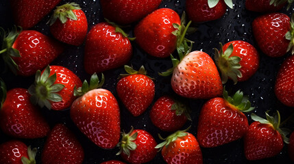 A bunch of Fresh Strawberries seamless background, Generated with AI Tool