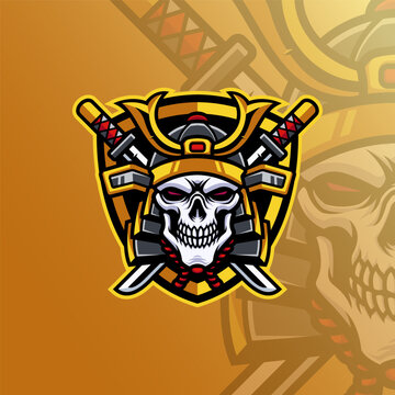 Mascot of Skull Samurai that is suitable for e-sport gaming logo template