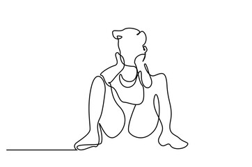 little boy sad coward cowardly shy sitting line art