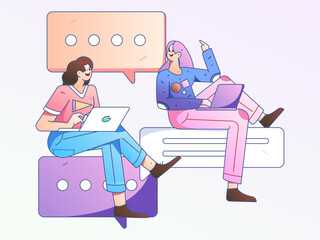 Communicate with consultants flat vector character concept operation hand drawn illustration
