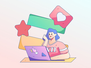 Communicate with consultants flat vector character concept operation hand drawn illustration
