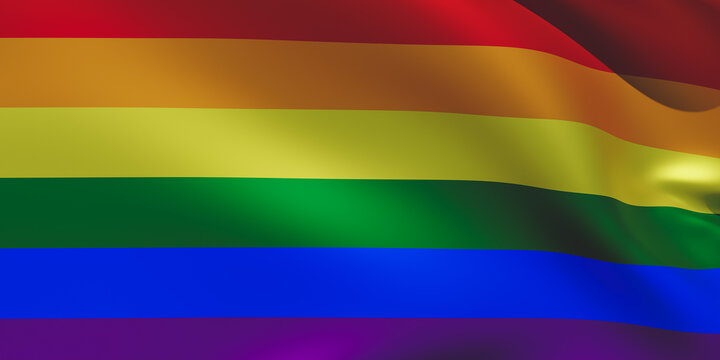 Lgbt rainbow flag waving. 3d render image