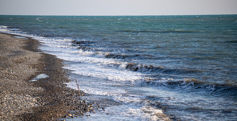 Waves on the seashore, nature.