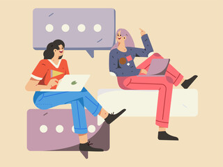 Communicate with consultants flat vector character concept operation hand drawn illustration
