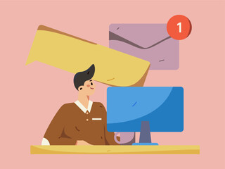 Communicate with consultants flat vector character concept operation hand drawn illustration
