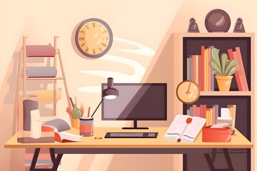 Fototapeta premium Workplace of freelancer working from home office, remotely and distant. Generative AI