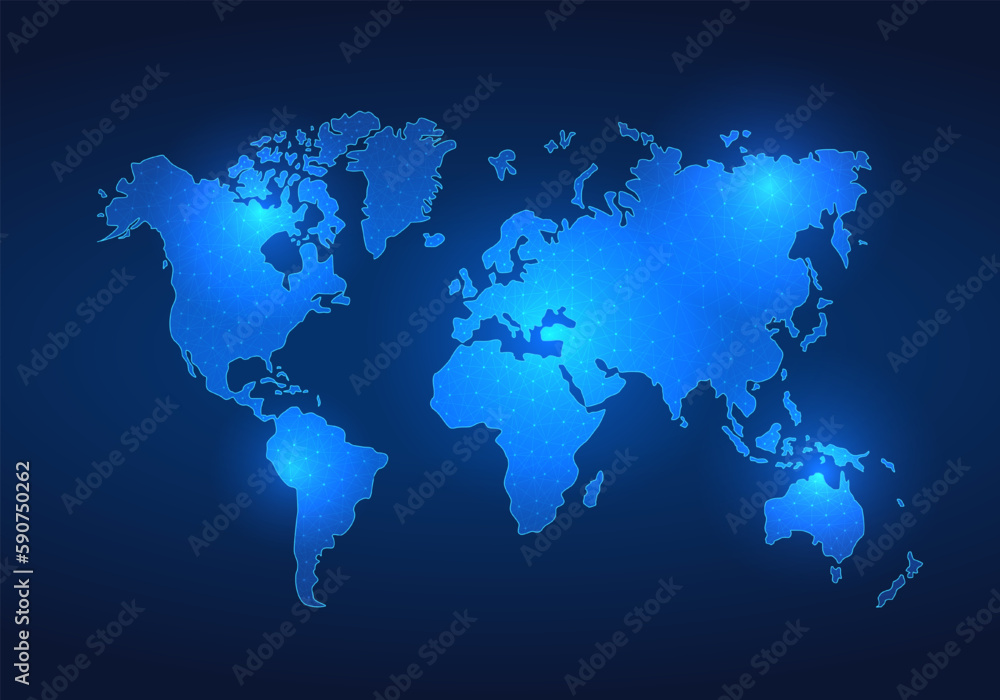 Poster background technology world map that can search for addresses through the internet at all times. to 