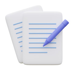 signed document 3d Icon Element Illustration