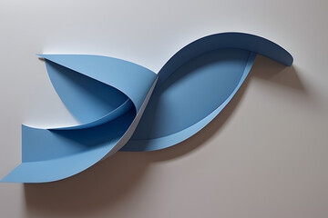 Monochrome composition formed by blue cardboard and the curvature it forms when folded.