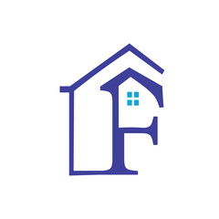 Letter F real estate logo template vector image