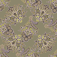Paisley Floral oriental ethnic Pattern. Seamless Ornament. Ornamental motifs of the Indian fabric patterns.