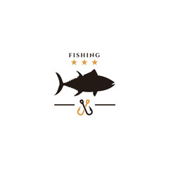 Vector fishing logo and illustration. Fishing sports, tournaments, tours and camp badges