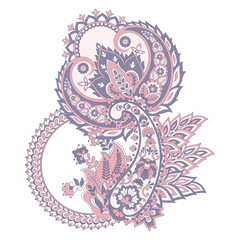 Damask Paisley Floral isolated ornament