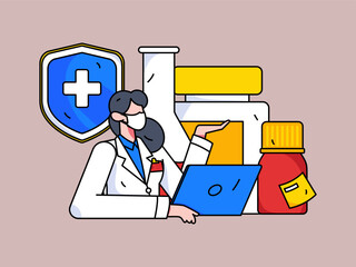 Medical Characters Anti-epidemic Flat Vector Concept Operation Hand Drawn Illustration

