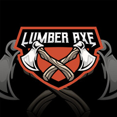 Mascot of Lumber Ax that is suitable for e-sport gaming logo template