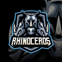 Mascot of Rhinoceros that is suitable for e-sport gaming logo template