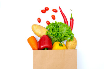 Fresh vegetables in paper bags