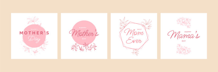 Happy Mother's Day Typography for Greeting Card or Poster Design with Flower Illustration