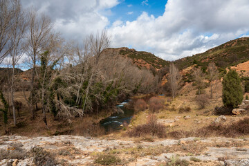 Mijares river near Fonseca bridge in Rubielos de Mora Teruel Aragon Spain