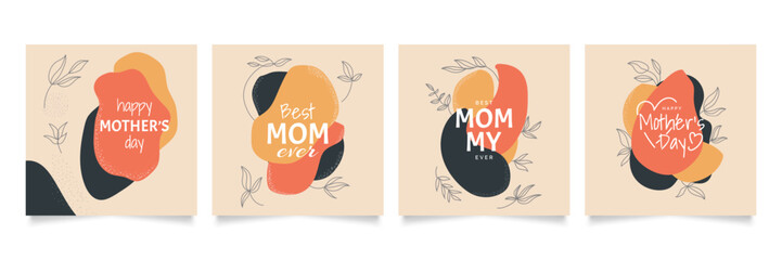 Happy Mother's Day Typography for Greeting Card or Poster Design with Flower Illustration