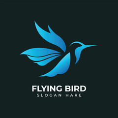 Colorful gradient flying bird logo vector design.