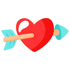 Illustration of heart and arrow with doodle style