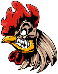 Head of rooster. Cock abstract character illustration. Graphic logo designs template for emblem. Image of portrait for company use. © ARTSTOK