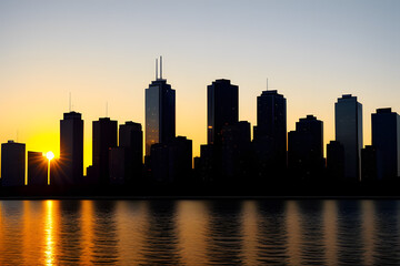 Fototapeta na wymiar Silhouette of High Rise Buildings