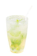 Glass of fresh lemonade  in PNG isolated on transparent background