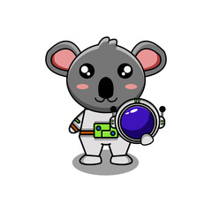 cute vector illustration of astronaut koala