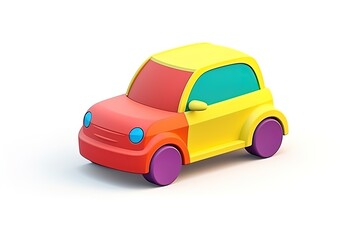 Fototapeta na wymiar Cute minimalistic retro car 3d render illustration. Colorful vehicle on isolated background.