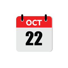 new calendar, calendar isolated on white, desktop calendar, 22 october icon with white background